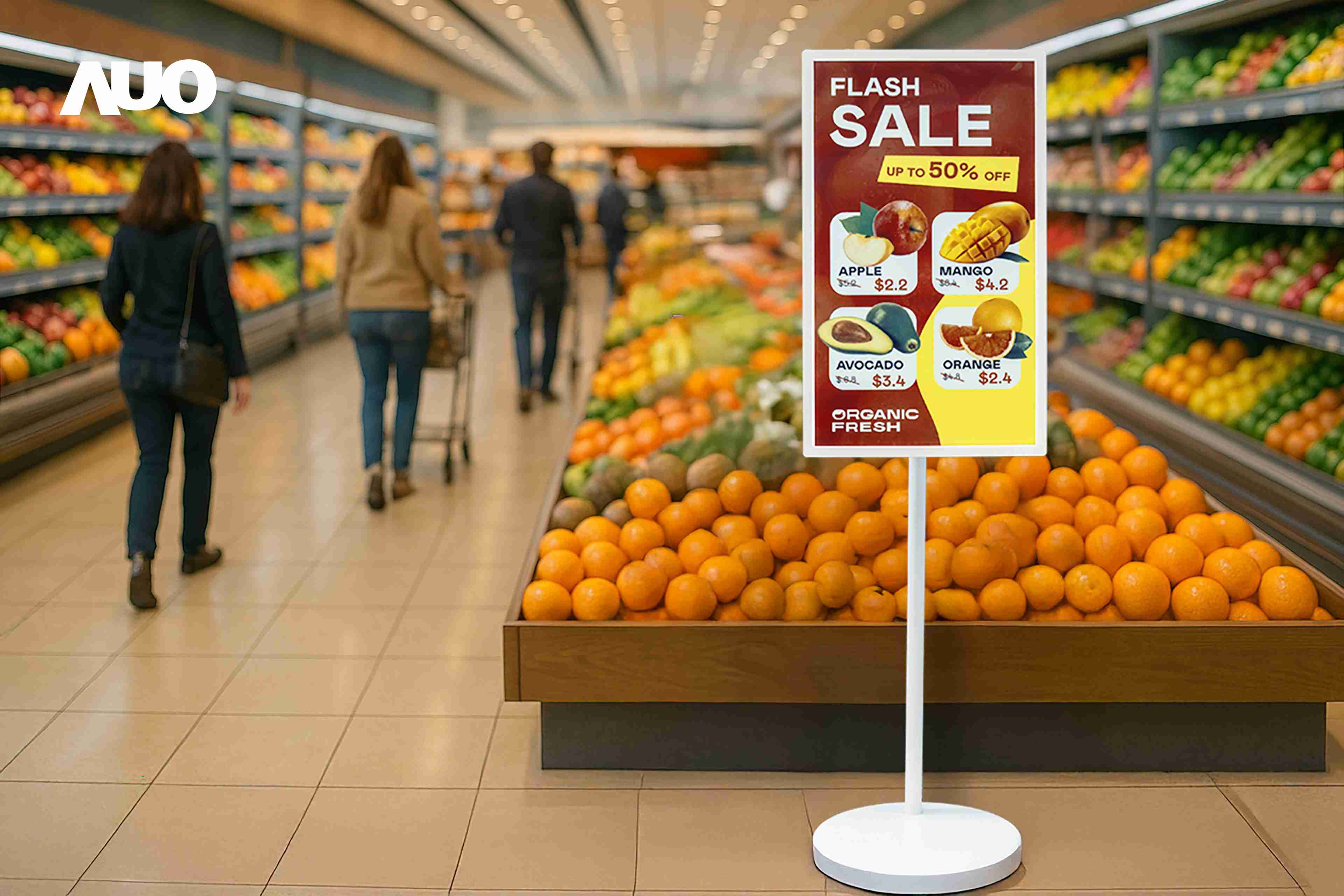 达擎首亮相低功耗、、全彩的〝aecoPost电子纸解决方案〞，，，，仅在更新画面时需要微量的电力驱动，，，无需布建电线的便捷设计，，，，使其可灵活应用、、、、随意置放，，并可透过云端或行动装置app，，，，轻松管理及排程广告内容，，晋升店头营销利器。。。